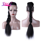 Load image into Gallery viewer, Lydia Tail Warping Synthetic 16&quot; Kinky Straight Hairpiece With Two Plastic Comb Drawstring Ponytail Hair Extension Natural Black
