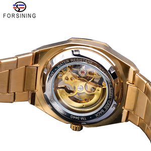 Gold Mechanical Automatic Watches For Men Skeleton Waterproof Clock Top Brand Luxury Luminous Hands Wristwatches