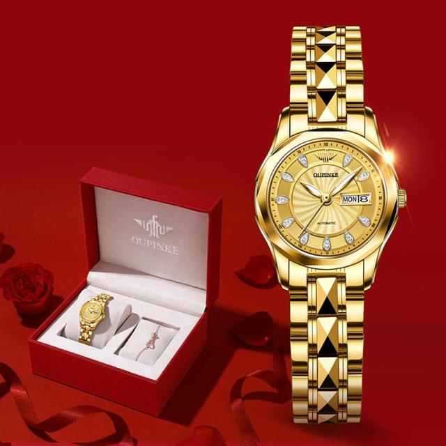 HGM OUPINKE Watches For Couples Gold Watch Original Design Switzerland Luxury Brand Automatic Mechanical Watch Men Women Wristwatch