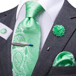 Load image into Gallery viewer, Hi-Tie Business Brown Striped Tie For Men Black Silk Men&#39;s Tie Clip Gift For Men Luxury Necktie Hanky Cufflinks Set Formal Dress
