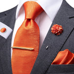 Load image into Gallery viewer, Hi-Tie Business Brown Striped Tie For Men Black Silk Men&#39;s Tie Clip Gift For Men Luxury Necktie Hanky Cufflinks Set Formal Dress
