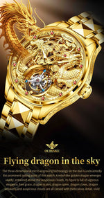 Load image into Gallery viewer, OUPINKE Real Tourbillon Mechanical Skeleton Watch Gold Sapphire glass Watches Rotary  Hand Wind Wristwatch Man Clocks 3176G
