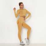 Load image into Gallery viewer, Long Sleeve Top High Waist Belly Control Leggings Clothes Seamless Sport Suit Sexy Booty Girls
