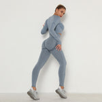 Load image into Gallery viewer, Long Sleeve Top High Waist Belly Control Leggings Clothes Seamless Sport Suit Sexy Booty Girls
