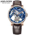 Load image into Gallery viewer, AGELOCER Original Tourbillon Watch Men Power Reserve 80 Top Brand Luxury Skeleton Sapphire Clock
