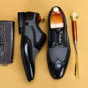 Men's Dress Shoes Leather Ventilation Lace-Up Fashion Bullock Men Shoes Formal Business Casual shoes