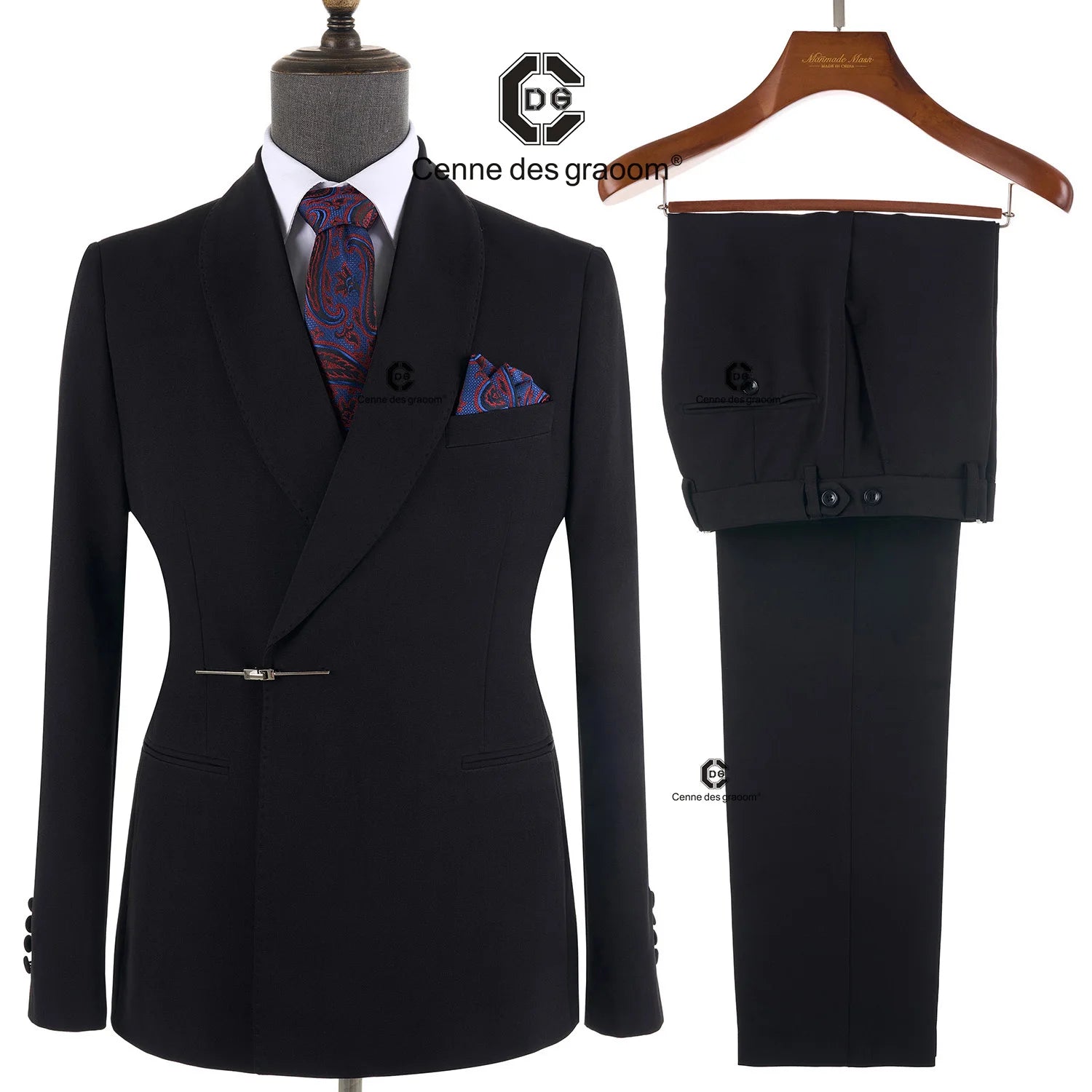 Cenne Des Graoom Men Metal Side Release Buckle 2 Pieces Set High Quality Suit