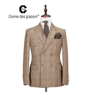 Cenne Des Graoom Men's Plaid Double-Breasted Two-Piece Suit