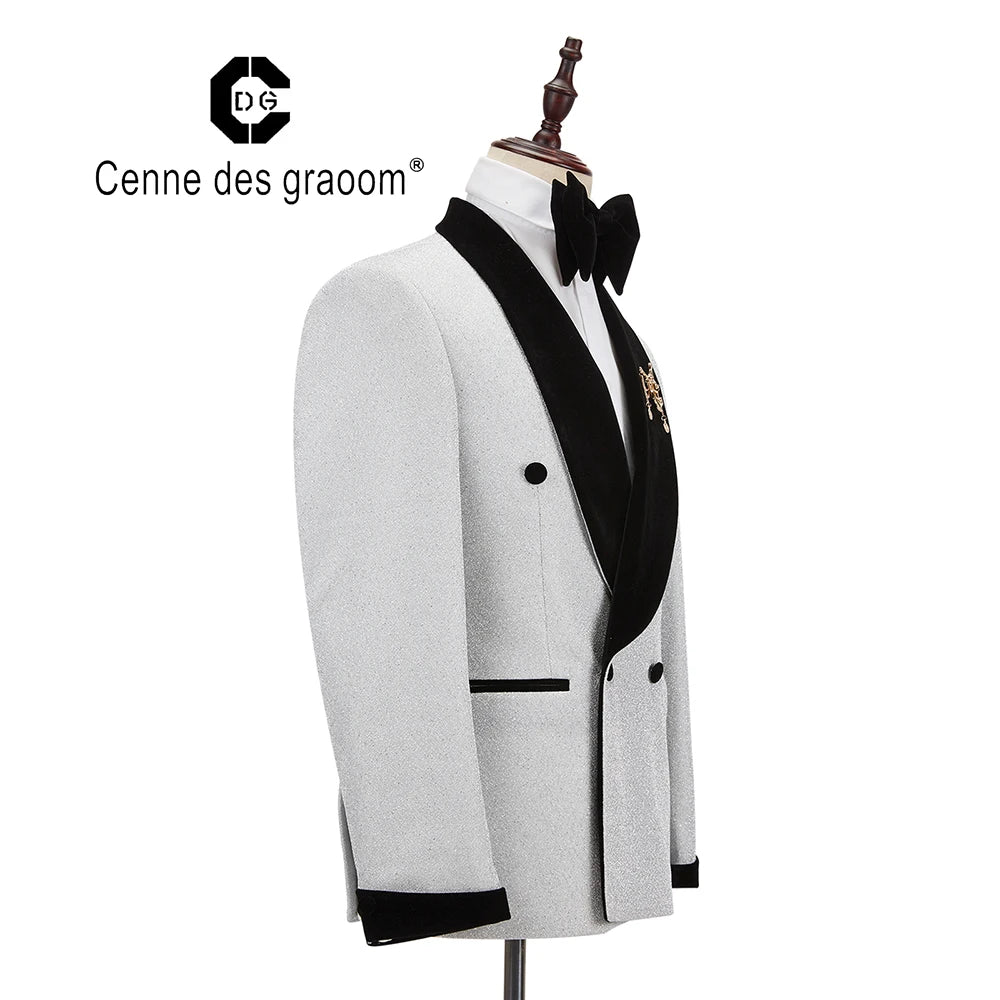 Cenne Des Graoom Men's Suit Tuxedo 2 Pieces Double-Breasted Shawl Lapel