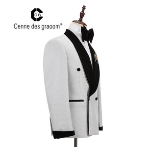 Cenne Des Graoom Men's Suit Tuxedo 2 Pieces Double-Breasted Shawl Lapel