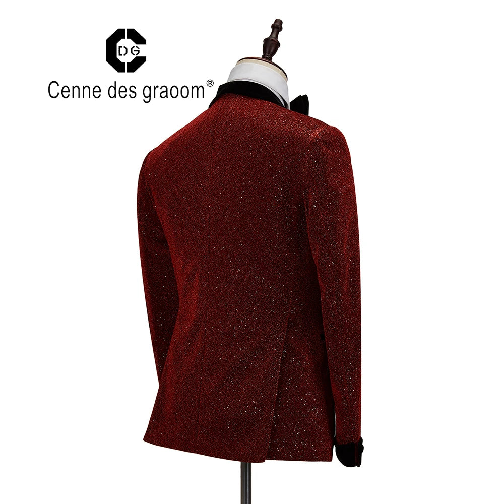 Cenne Des Graoom Men's Suit Tuxedo 2 Pieces Double-Breasted Shawl Lapel