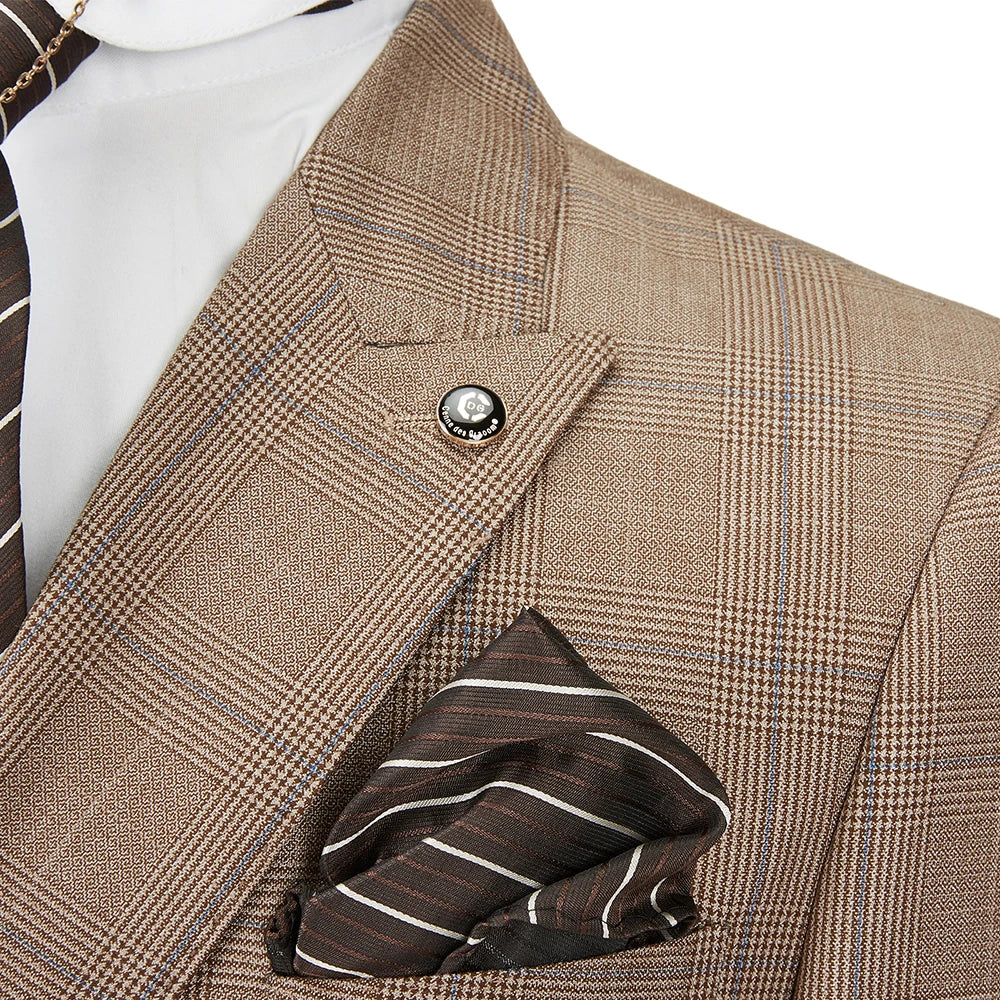 Cenne Des Graoom Men's Plaid Double-Breasted Two-Piece Suit