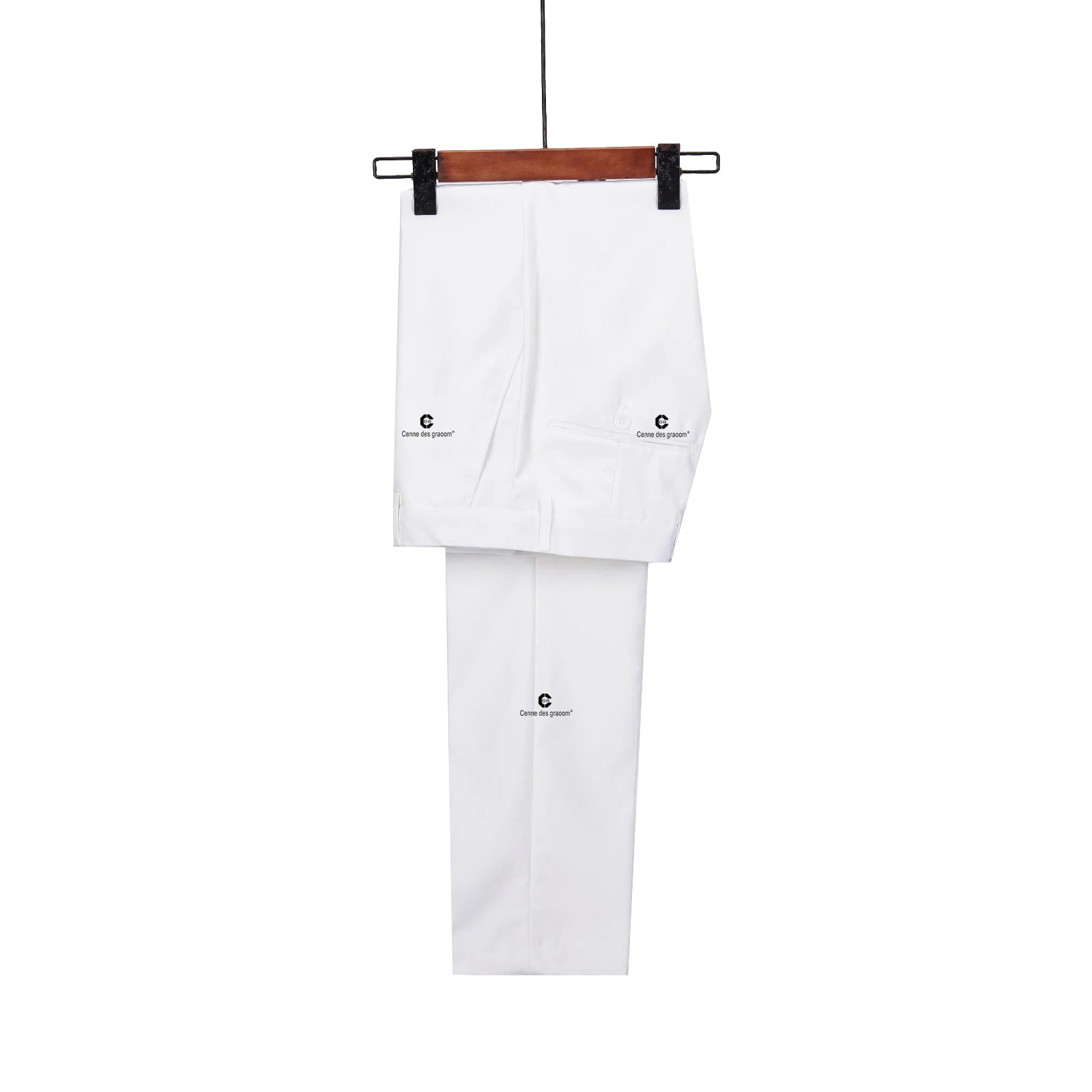 Cenne Des Graoom Lapel Slim Fit Black and White Solid One Button Elegant Suit