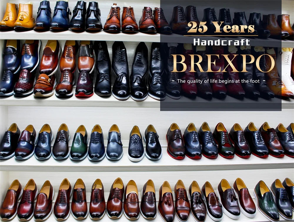 Italian Luxury Men's Metal Buttons Handmade Shoe