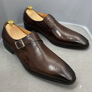 Luxury Men's Italian Leather Hand-polished Pointed Toe Lace-up Shoes