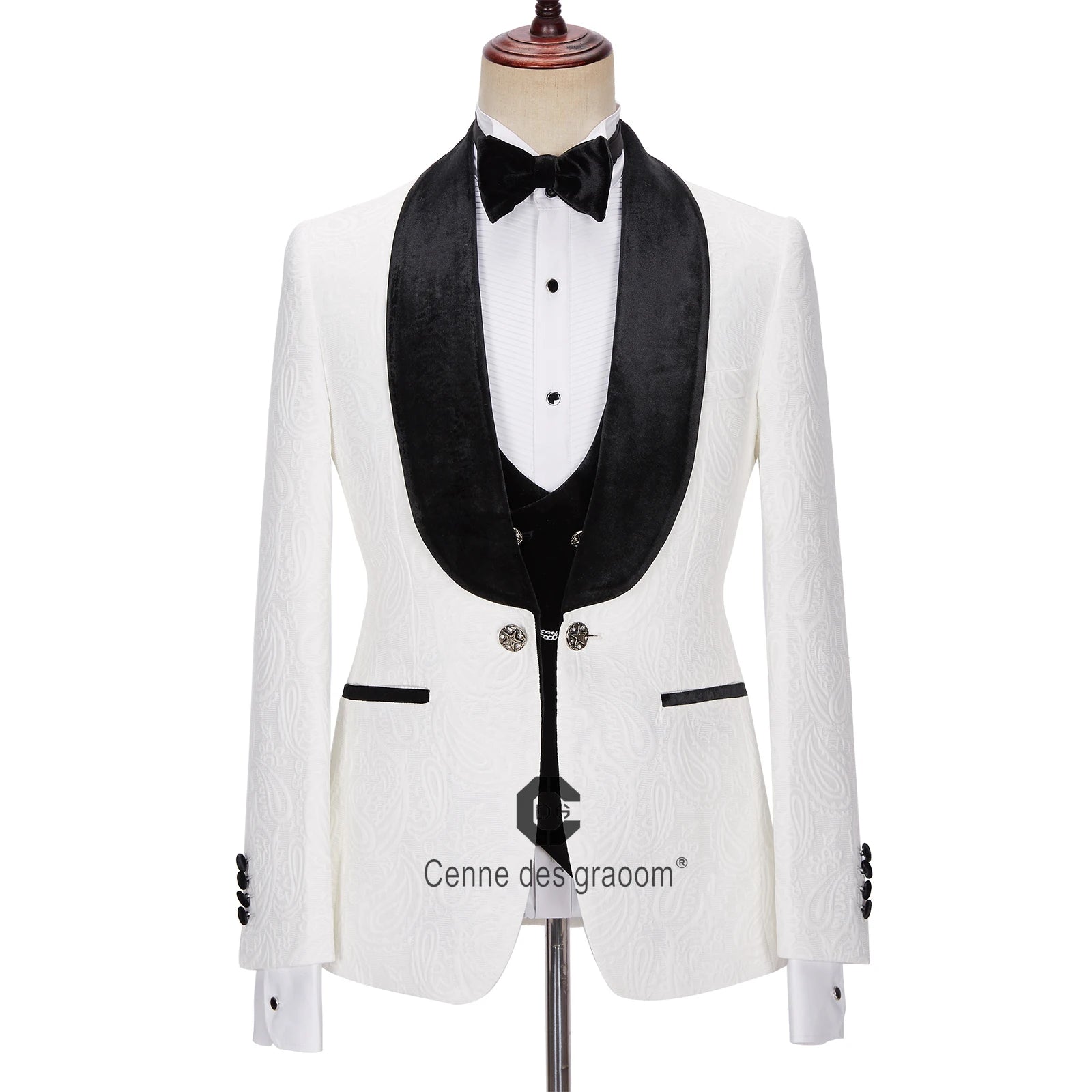 Cenne Des Graoom Men Suits Tailor-Made Tuxedo 4 Pieces Blazer