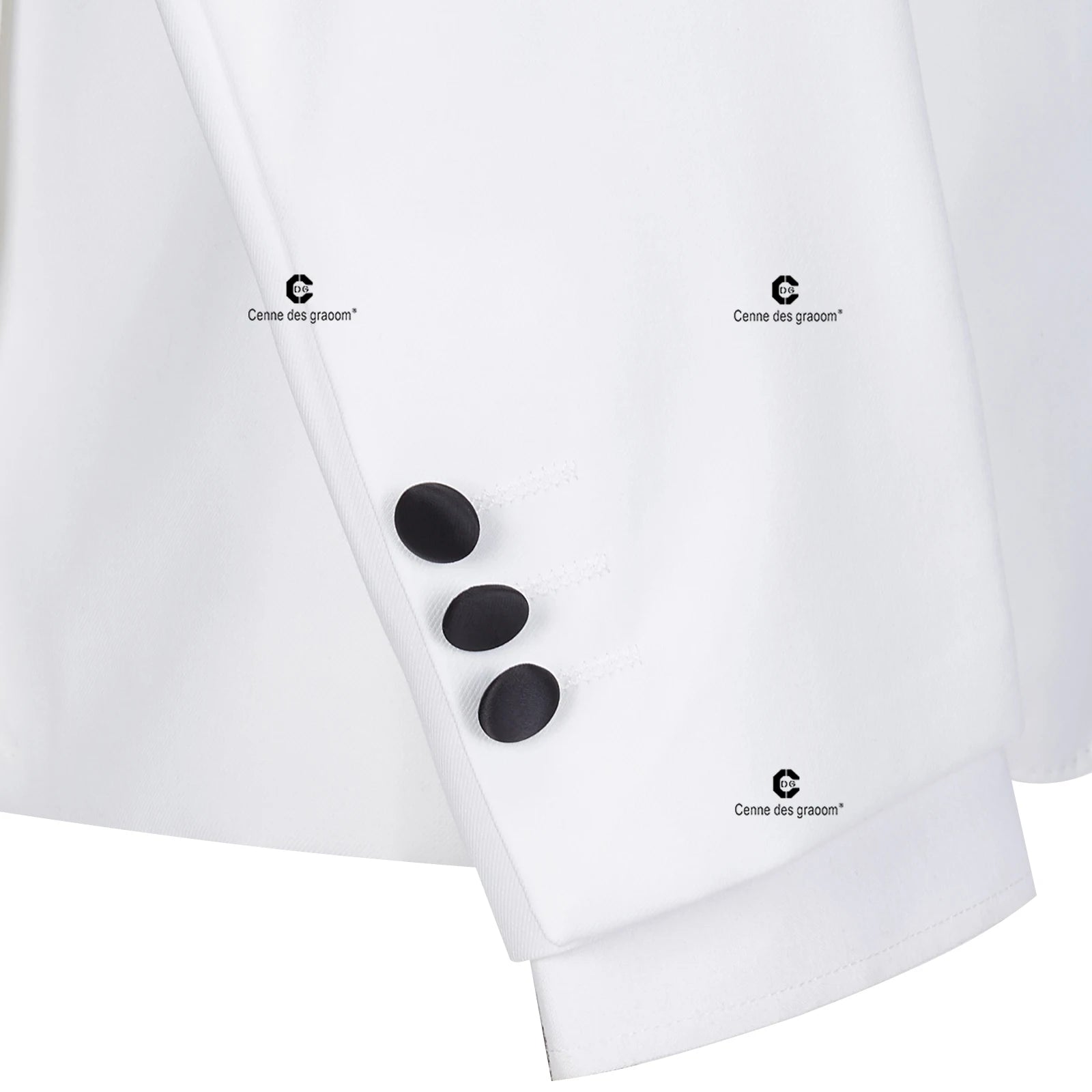 Cenne Des Graoom Lapel Slim Fit Black and White Solid One Button Elegant Suit