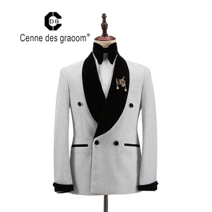 Cenne Des Graoom Men's Suit Tuxedo 2 Pieces Double-Breasted Shawl Lapel