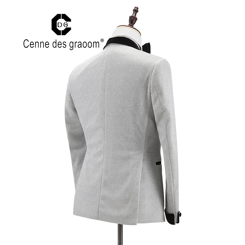 Cenne Des Graoom Men's Suit Tuxedo 2 Pieces Double-Breasted Shawl Lapel