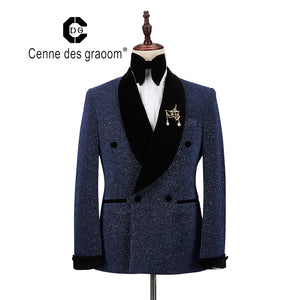 Cenne Des Graoom Men's Suit Tuxedo 2 Pieces Double-Breasted Shawl Lapel
