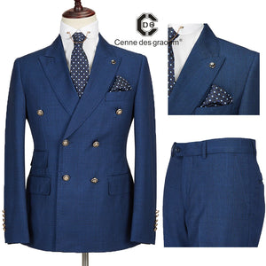 Cenne Des Graoom Men's Plaid Double-Breasted Two-Piece Suit