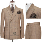 Load image into Gallery viewer, Cenne Des Graoom Men&#39;s Plaid Double-Breasted Two-Piece Suit
