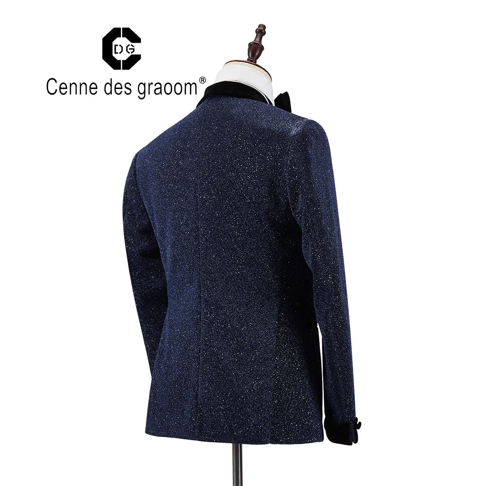 Cenne Des Graoom Men's Suit Tuxedo 2 Pieces Double-Breasted Shawl Lapel