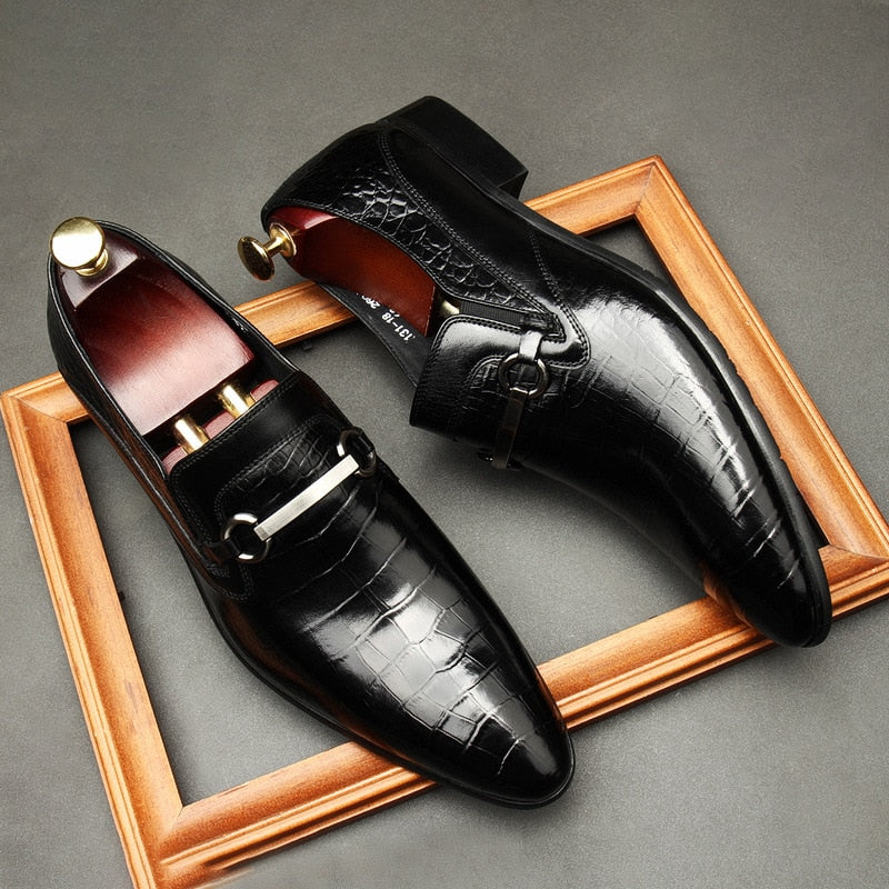 Luxury Handmade Slip-On Genuine Leather Flat Original Brand Men's Oxford Shoes
