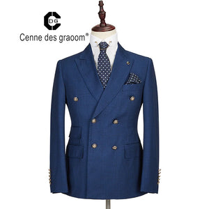 Cenne Des Graoom Men's Plaid Double-Breasted Two-Piece Suit