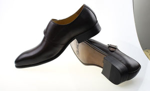 Designer Men's Dress Shoes: Classic Genuine Leather Buckle Monk Strap Business Formal Shoes