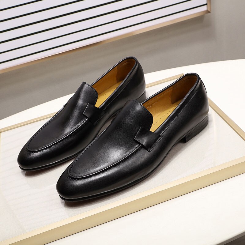 Designer Fashion Men's Loafers Leather Handmade Casual Business Dress Shoes