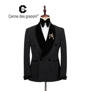 Cenne Des Graoom Men's Suit Tuxedo 2 Pieces Double-Breasted Shawl Lapel