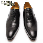 Cargar imagen en el visor de la galería, Luxury Brand Men&#39;s Oxford Leather Shoes Handmade Lace Up Pointed Toe Dress Shoes
