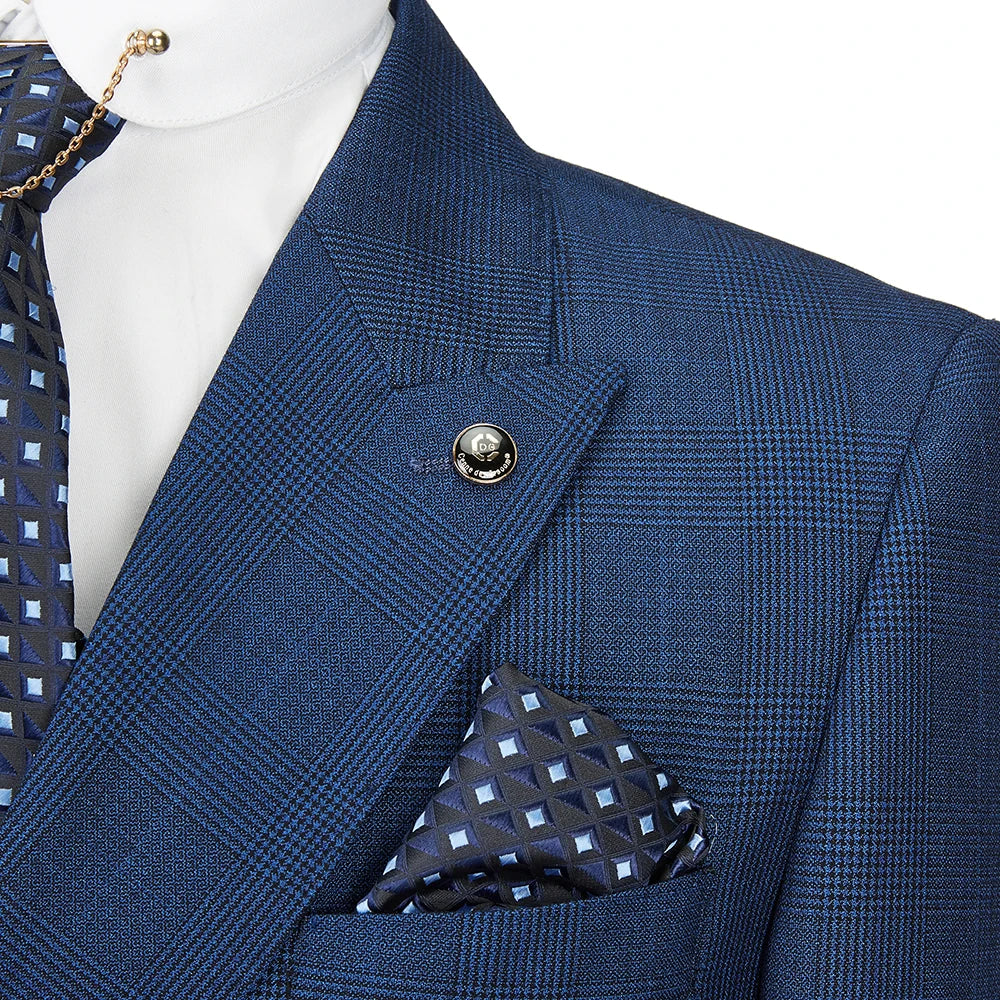 Cenne Des Graoom Men's Plaid Double-Breasted Two-Piece Suit