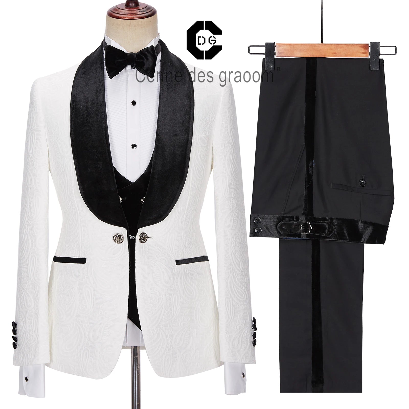 Cenne Des Graoom Men Suits Tailor-Made Tuxedo 4 Pieces Blazer
