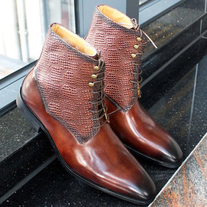 Luxury Men's Italian Leather Hand-polished Pointed Toe Lace-up Shoes