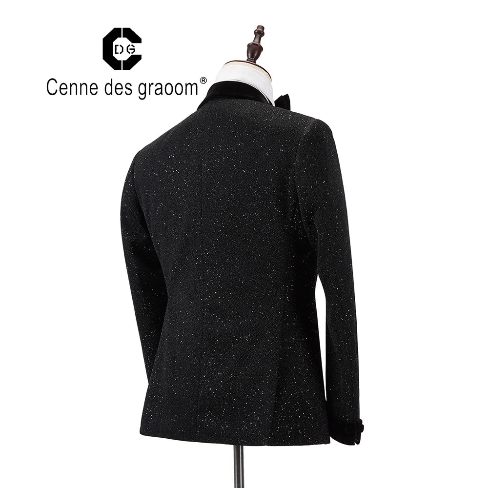 Cenne Des Graoom Men's Suit Tuxedo 2 Pieces Double-Breasted Shawl Lapel