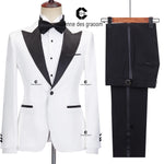 Load image into Gallery viewer, Cenne Des Graoom Lapel Slim Fit Black and White Solid One Button Elegant Suit
