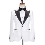Load image into Gallery viewer, Cenne Des Graoom Lapel Slim Fit Black and White Solid One Button Elegant Suit
