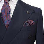 Load image into Gallery viewer, Cenne Des Graoom Double-Breasted Blue Black Stripe Men&#39;s Suits 2-Piece Set
