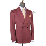 Load image into Gallery viewer, Cenne Des Graoom Maroon Striped Double-Breasted Men&#39;s Suits With Patch Pocket
