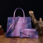 Load image into Gallery viewer, 3 Pcs Crocodile Pattern Handbag &amp; Purses Set
