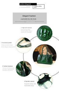 Luxury Genuine Leather Women's Bag Crocodile Pattern