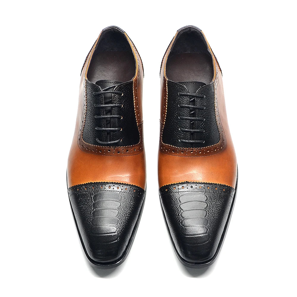 Luxury Men's Brogue Formal Round Toe Mixed-Colors Oxford Dress Shoes