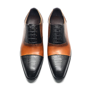 Luxury Men's Brogue Formal Round Toe Mixed-Colors Oxford Dress Shoes