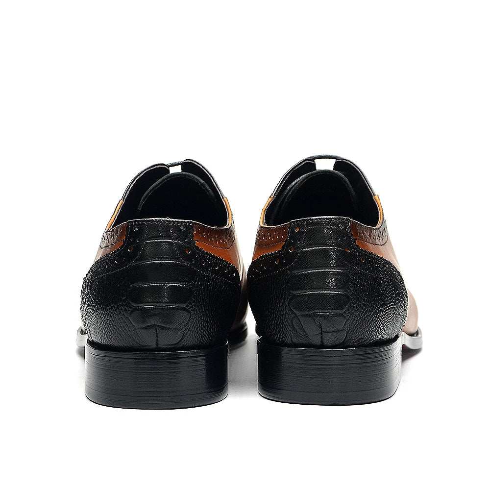 Luxury Men's Brogue Formal Round Toe Mixed-Colors Oxford Dress Shoes