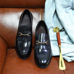 Italian Luxury Men's Metal Buttons Handmade Shoe