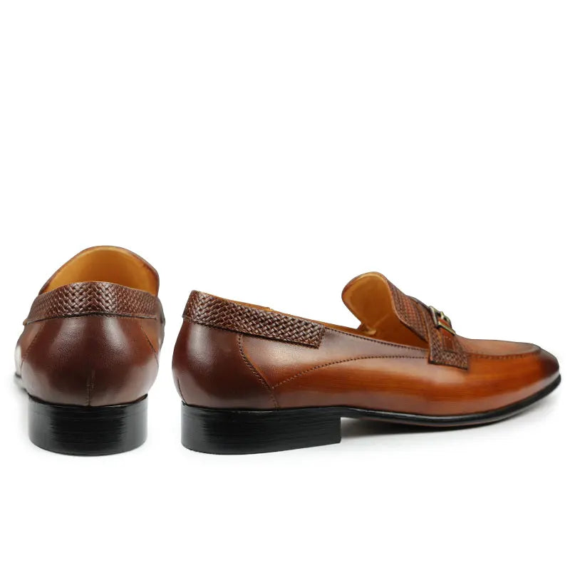 British Buckle Retro Formal Loafers Classic Slip-on Men's Shoes