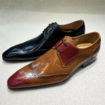 Load image into Gallery viewer, Genuine Leather Brogue Shoes Handmade Casual Oxfords Breathable Lace-Up Dress Shoes
