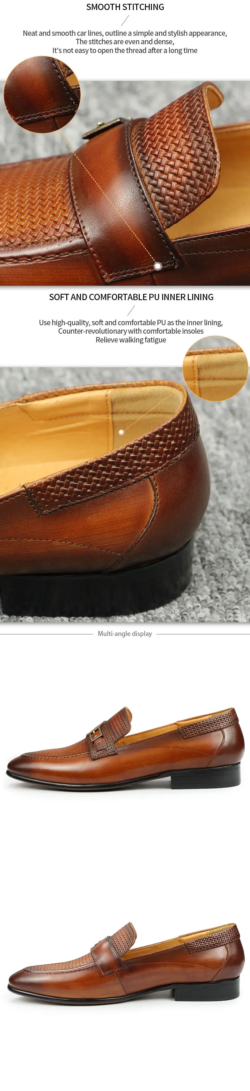 British Buckle Retro Formal Loafers Classic Slip-on Men's Shoes